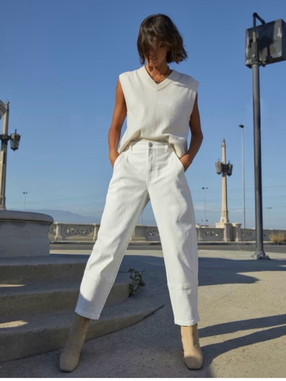 Everlane Utility Barrel Pants - Off White, Size 0 NWOT